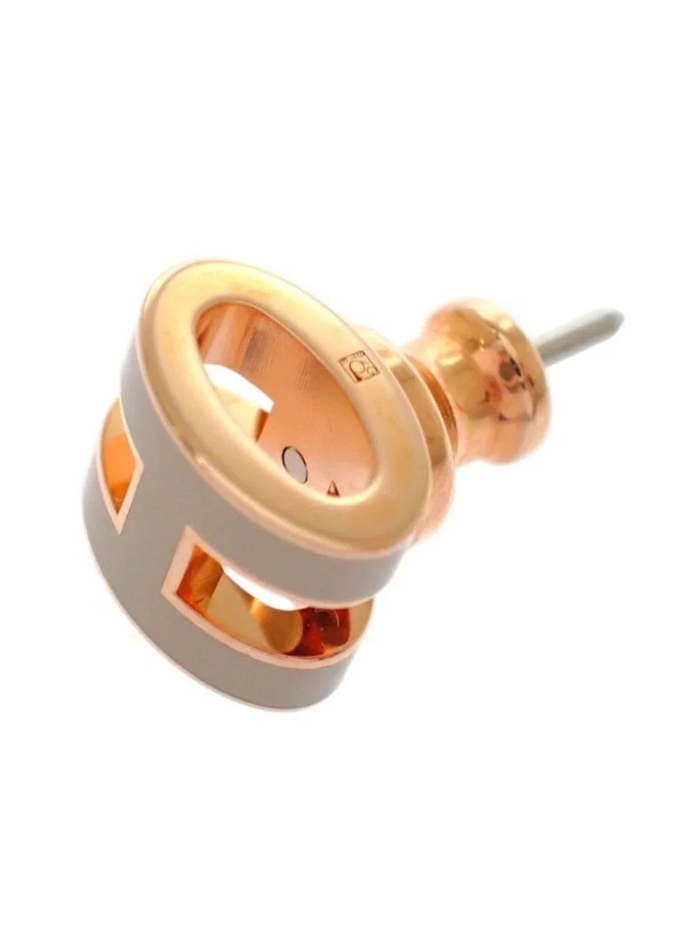 Hermes Mini Pop Earrings Included Metal Pink Gold Gray Ju